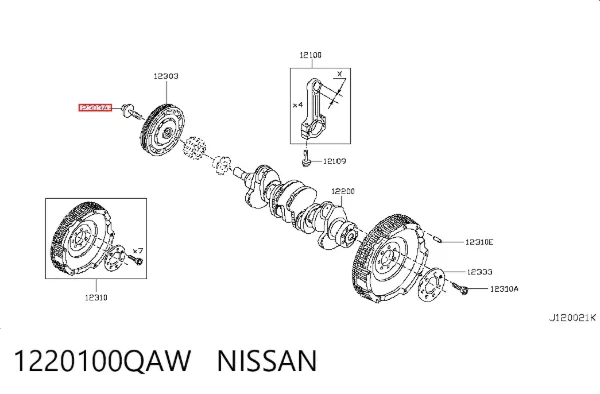 Болт колінвалу 1220100QAW Nissan/Infiniti