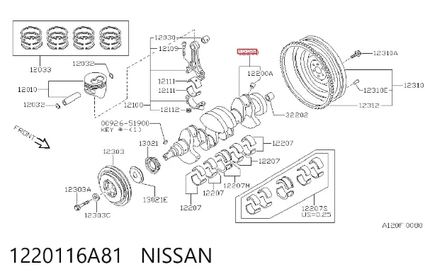 Колінвал 1220116A81 Nissan/Infiniti