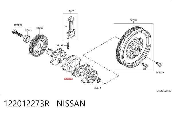 Колінвал 122012273R Nissan/Infiniti