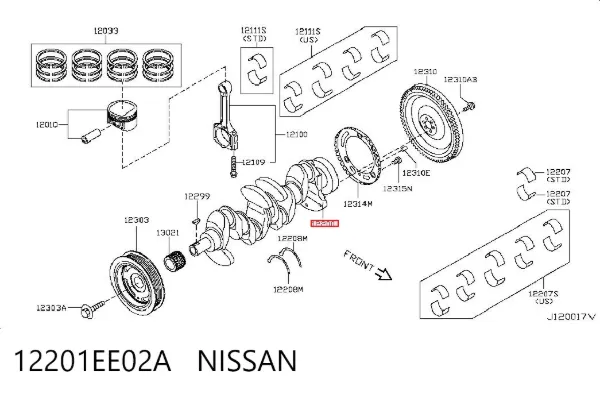 Колінвал 12201EE02A Nissan/Infiniti