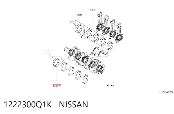 Вкладиші колінвала, корінні, комплект, стандарт (STD) 1222300Q1K Nissan/Infiniti