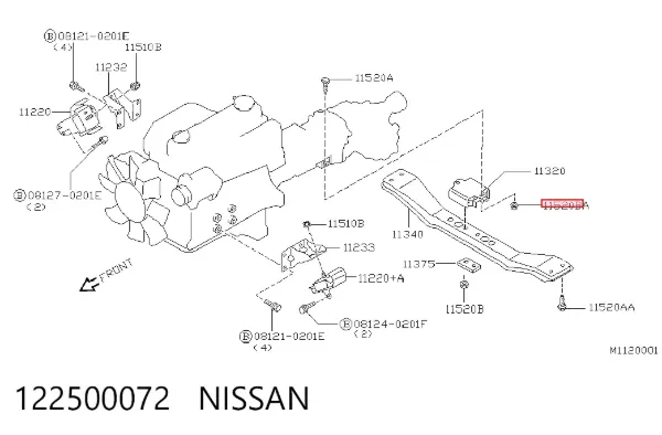 Болт/гайка кріплення 122500072 Nissan/Infiniti