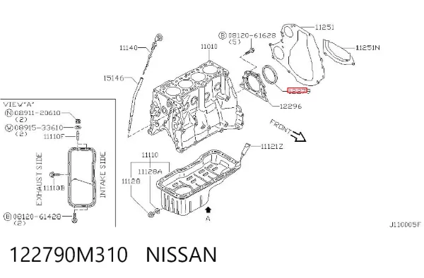 Сальник колінвала задній 122790M310 Nissan/Infiniti