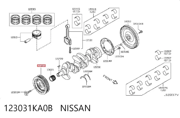Шків колінвала 123031KA0B Nissan/Infiniti