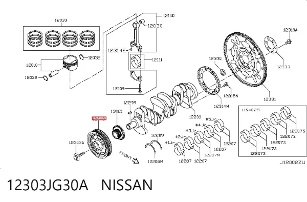 Шків колінвала 12303JG30A Nissan/Infiniti