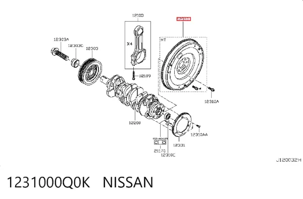 Маховик 1231000Q0K Nissan/Infiniti