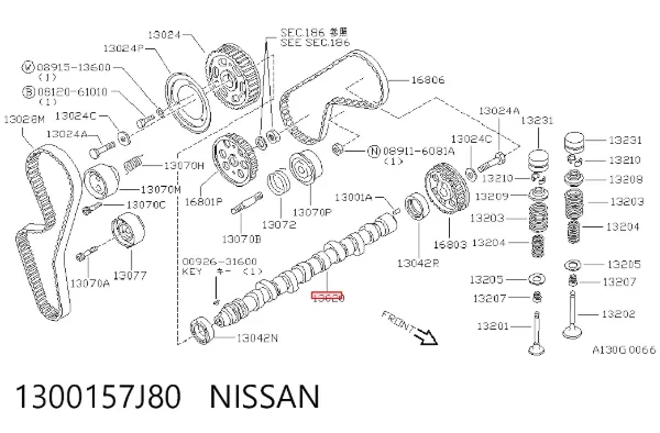 Розподільний вал 1300157J80 Nissan/Infiniti