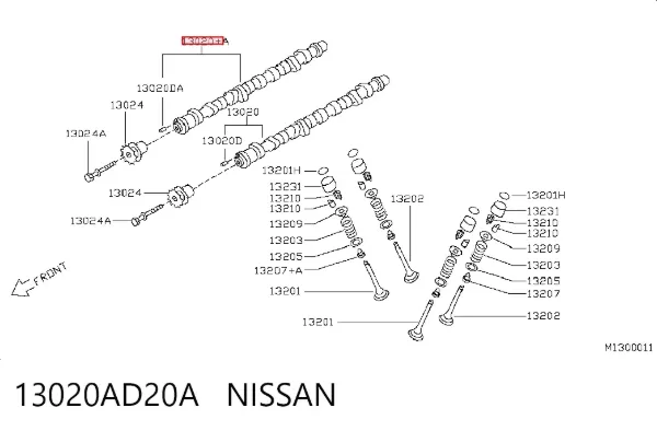 Розподільний вал впускний 13020AD20A Nissan/Infiniti
