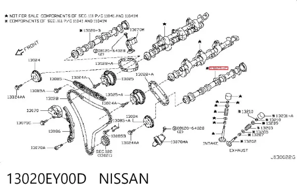 Розподільний вал двигуна випускний лівий 13020EY00D Nissan/Infiniti