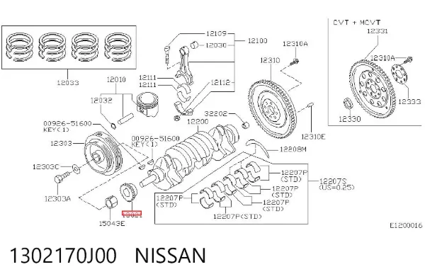 Зірка-шестерня приводу коленвалу двигуна 1302170J00 Nissan/Infiniti