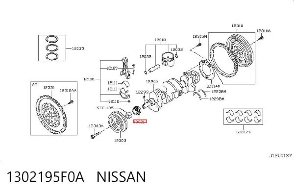 Зірка-шестерня приводу коленвалу двигуна 1302195F0A Nissan/Infiniti