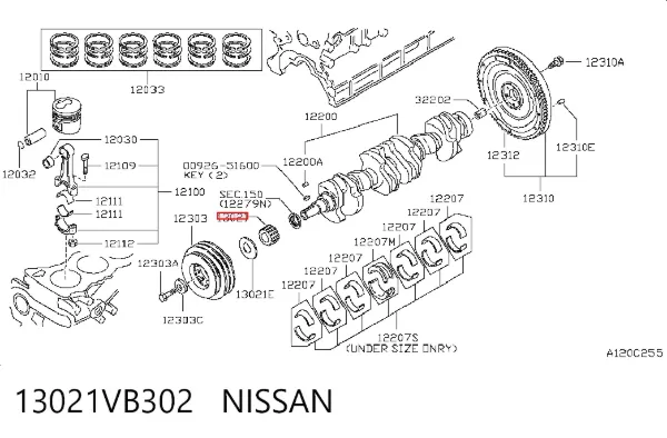 Зірка-шестерня приводу коленвалу двигуна 13021VB302 Nissan/Infiniti