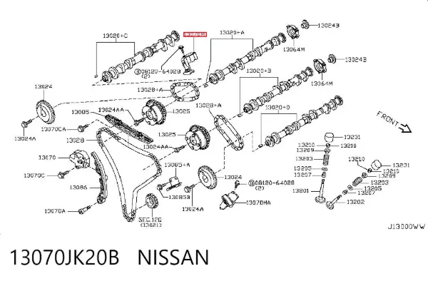 Натягувач ланцюга ГРМ розподілвалів, правого 13070JK20B Nissan/Infiniti