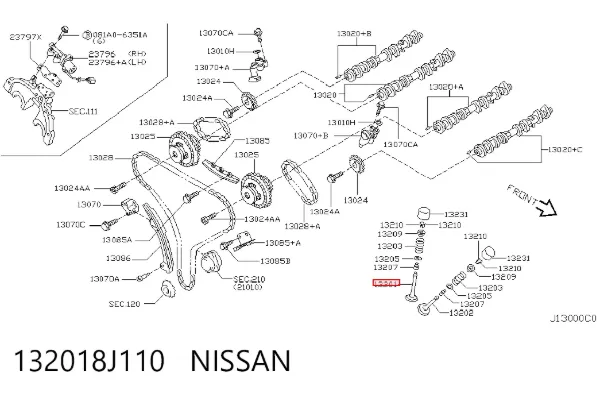 Клапан впускний 132018J110 Nissan/Infiniti