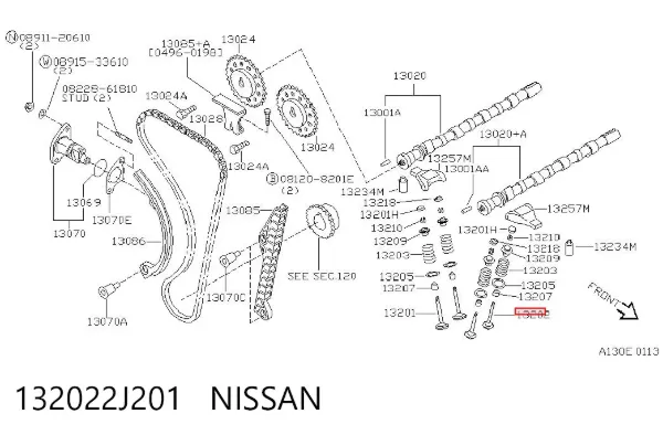 Клапан випускний 132022J201 Nissan/Infiniti