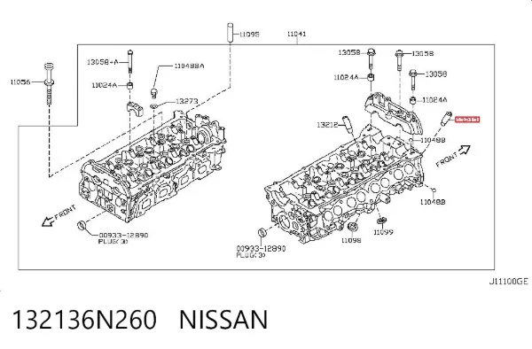 Направляюча клапана, випускного 132136N260 Nissan/Infiniti