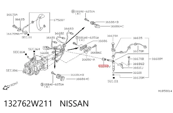 Кільце форсунки 132762W211 Nissan/Infiniti