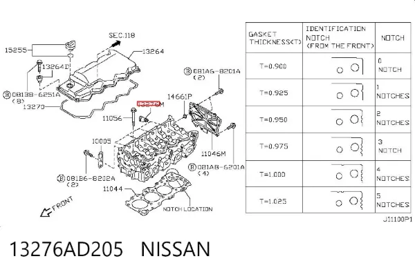 Кільце форсунки 13276AD205 Nissan/Infiniti