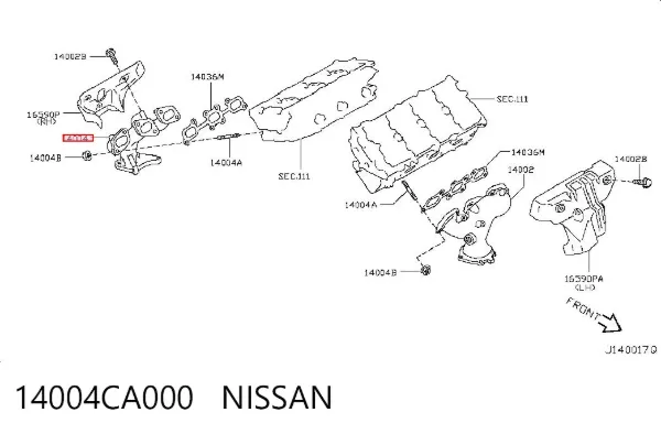 Колектор випускний, правий 14004CA000 Nissan/Infiniti