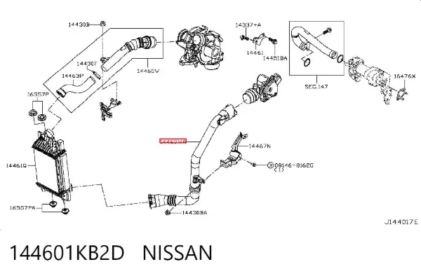Шланг/патрубок интеркуллера 144601KB2D Nissan/Infiniti