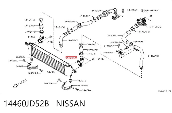 Шланг/патрубок интеркуллера 14460JD52B Nissan/Infiniti