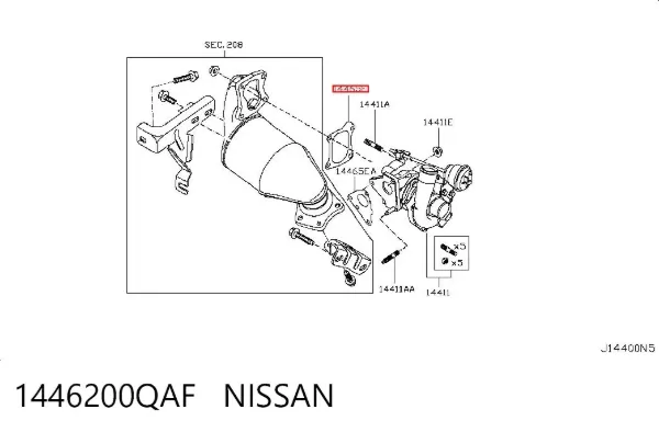 Прокладка турбіни вихлопних газів, впуск 1446200QAF Nissan/Infiniti