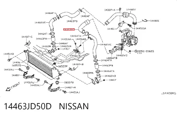 Шланг/патрубок интеркуллера 14463JD50D Nissan/Infiniti