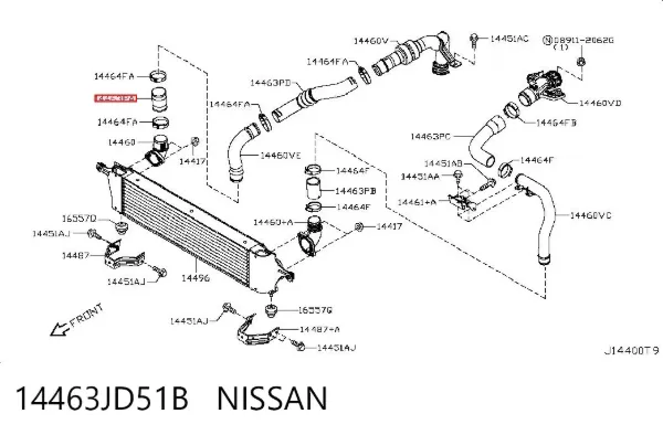 Шланг/патрубок интеркуллера 14463JD51B Nissan/Infiniti