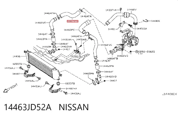 Шланг/патрубок интеркуллера 14463JD52A Nissan/Infiniti