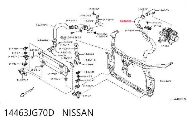 Шланг/патрубок интеркуллера 14463JG70D Nissan/Infiniti