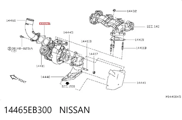 Прокладка турбіни вихлопних газів, випуск 14465EB300 Nissan/Infiniti