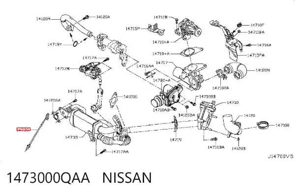 Датчик температури відпрацьованих газів (ВГ), клапан EGR 1473000QAA Nissan/Infiniti