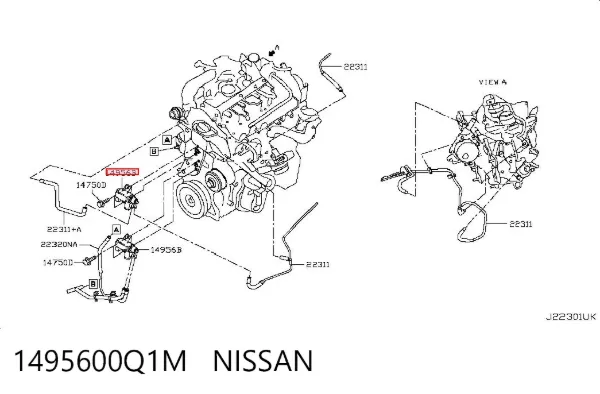 Клапан перетворювач тиску наддуву (соленоїд) 1495600Q1M Nissan/Infiniti