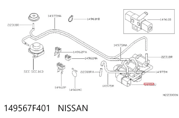 Клапан перетворювач тиску наддуву (соленоїд) 149567F401 Nissan/Infiniti