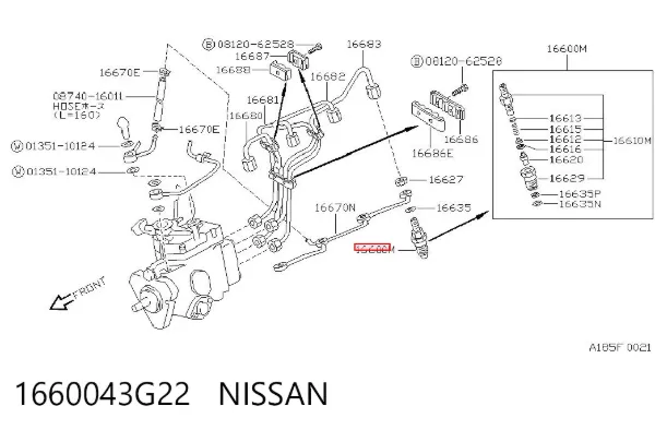 Паливні форсунки 1660043G22 Nissan/Infiniti