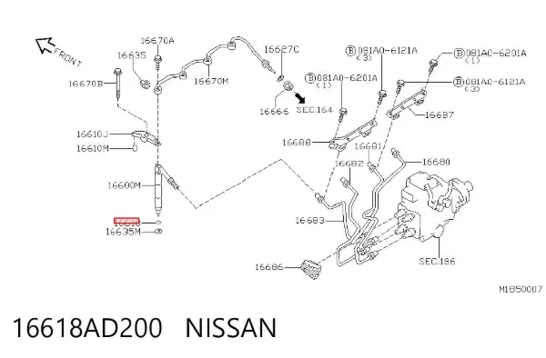 Кільце форсунки 16618AD200 Nissan/Infiniti