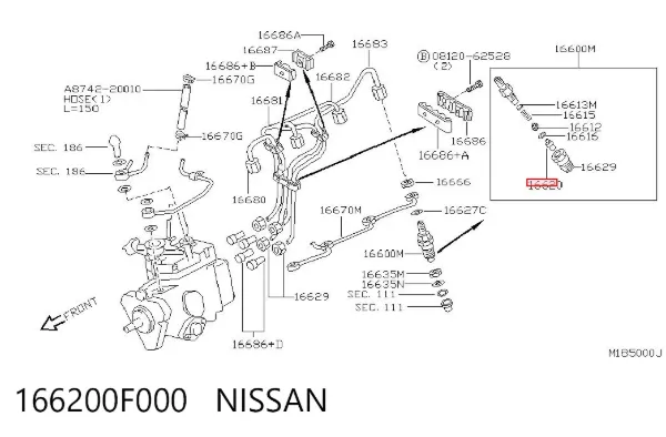 Розпилювач дизельної форсунки 166200F000 Nissan/Infiniti