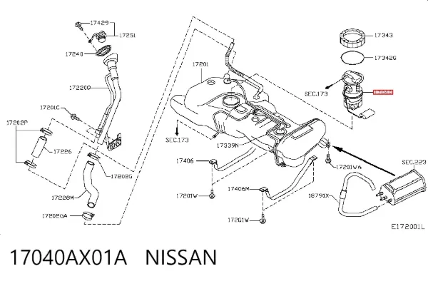 Бензонасос 17040AX01A Nissan/Infiniti