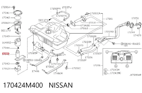 Елемент-турбінка паливного насосу 170424M400 Nissan/Infiniti