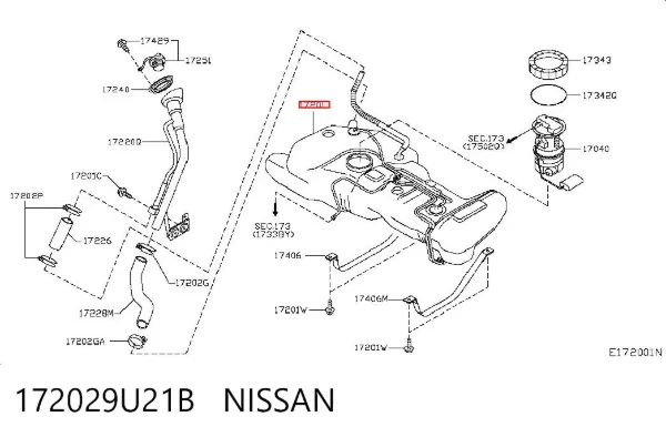 Паливний бак 172029U21B Nissan/Infiniti