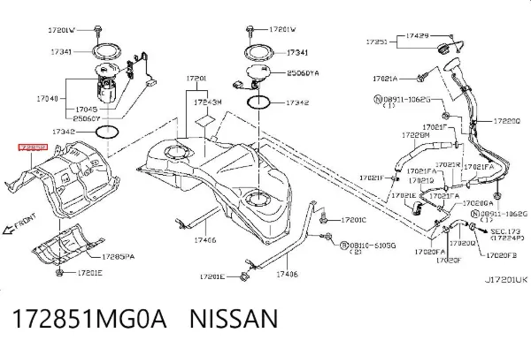 Захист днища, паливного бака 172851MG0A Nissan/Infiniti