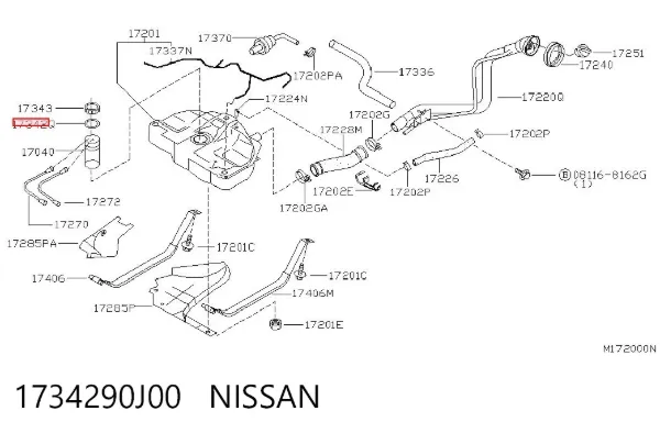 Прокладка датчика рівня (топл.бак) 1734290J00 Nissan/Infiniti