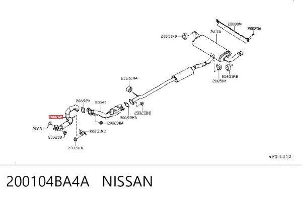 Труба приймальна (штани) глушника, передня 200104BA4A Nissan/Infiniti