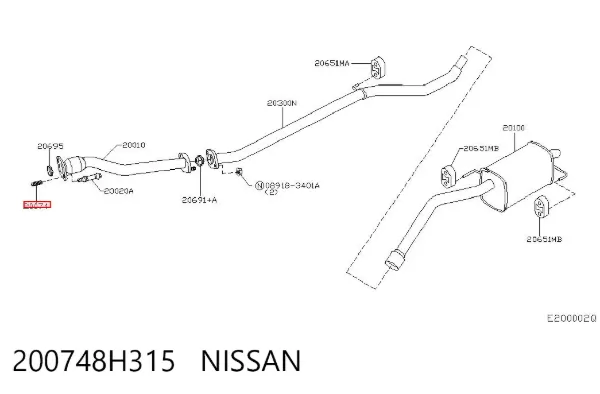 Пружина болта кріплення колектора 200748H315 Nissan/Infiniti