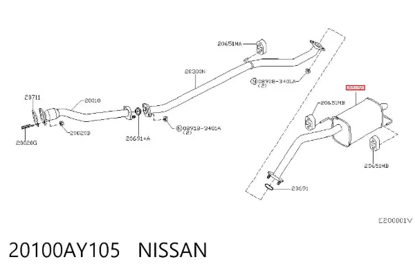 Глушник, задня частина 20100AY105 Nissan/Infiniti