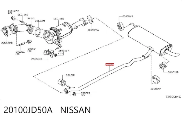 Глушник, центральна частина 20100JD50A Nissan/Infiniti