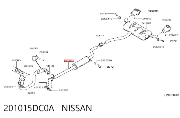 Глушник, центральна частина 201015DC0A Nissan/Infiniti