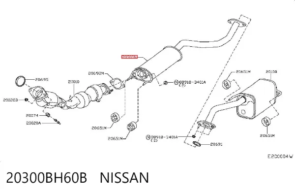 Глушник, центральна частина 20300BH60B Nissan/Infiniti