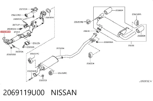 Кільце приймальної труби глушника 2069119U00 Nissan/Infiniti