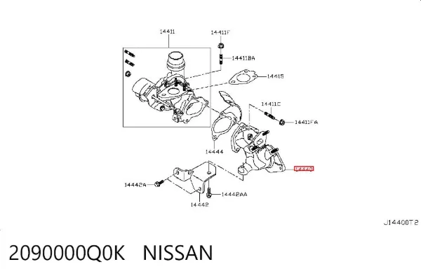 Патрубок турбіни вихлопних газів 2090000Q0K Nissan/Infiniti